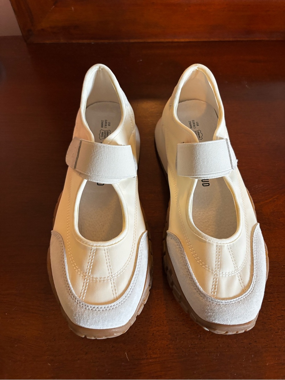 Women’s Cream Mary-Jane Sport Sneakers with Strap